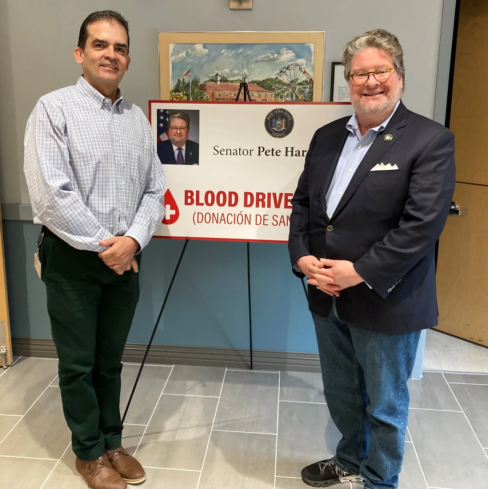 NYBC Account Manager Camilo Rubio (left) with New York State Senator Pete Harckham